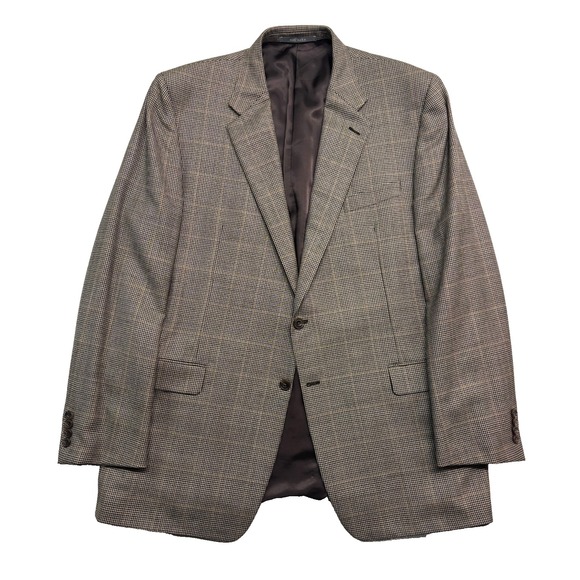 Hickey Freeman Other - Hickey Freeman 48L Beige Houndstooth Windowpane Madison Blazer Jacket Sport Coat